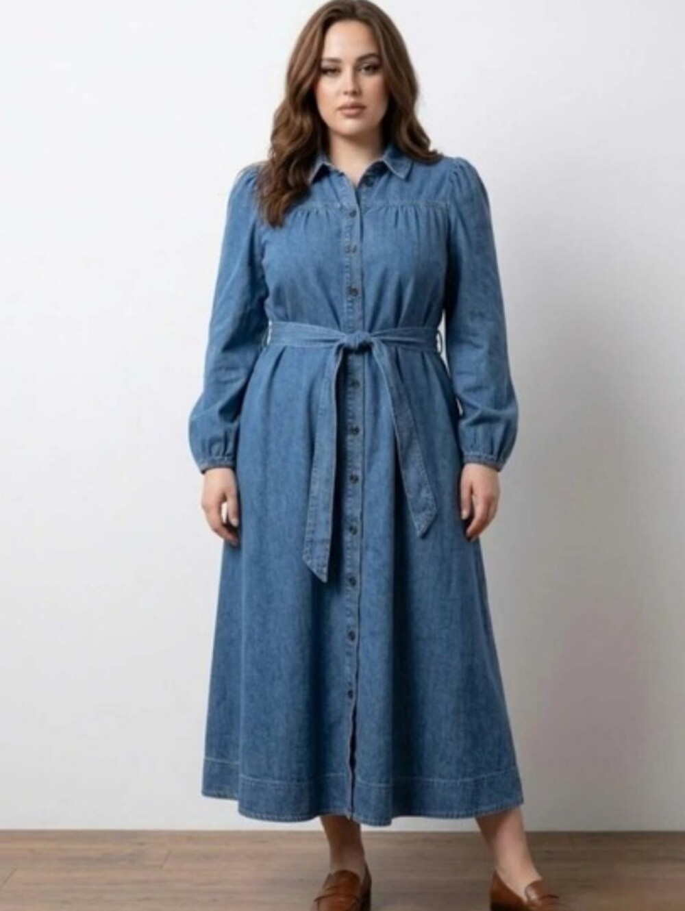 Boden Blue Denim Button Front Maxi Dress With Pockets 10